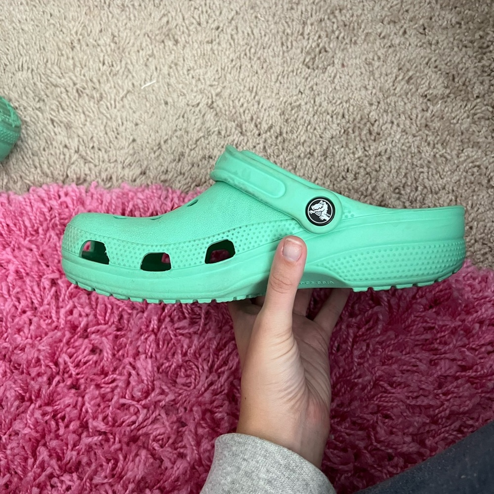 BARELY WORJ MINT GREEN CROCS WITH CHERRY CHARM